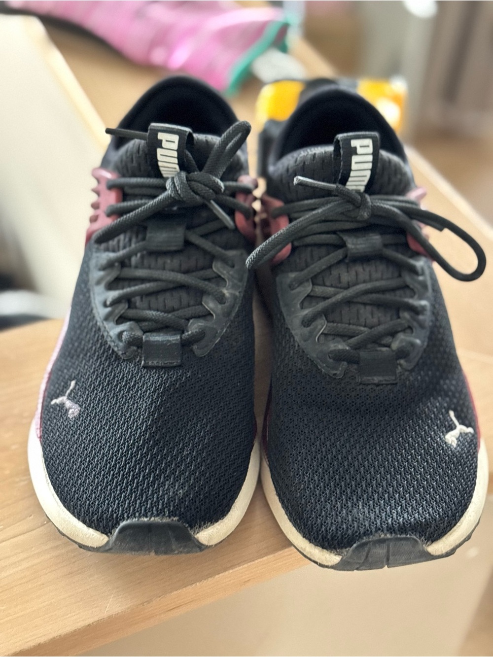 Puma Black Knit Sneakers with Accent